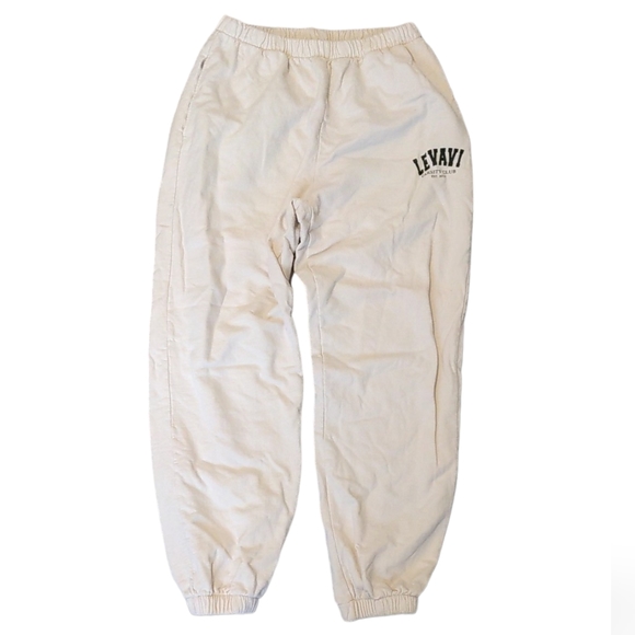 Levavi Varsity Club Made in USA Cotton Sweatpants Medium Bone - Picture 2 of 14